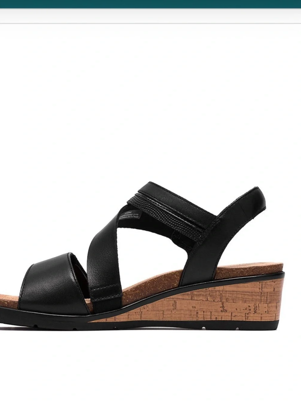 Clarks Women’s Kacha Wave Twist Wedge Round Toe Sandals Black Leather size 8